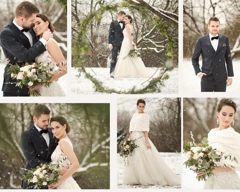 ślub wesele sesja ślubna zimowa sesja ślubna zimą śnieg ślubne weselne inspiracje sesja ślubna w śniegu 