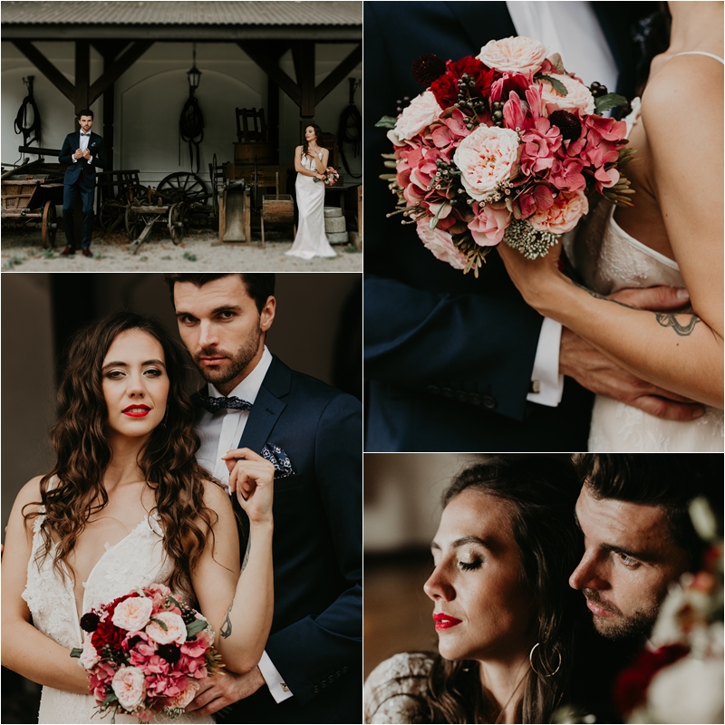 Rustykalne, romantyczne wesele w odcieniach czerwieni i różu - rustykalna sesja ślubna
