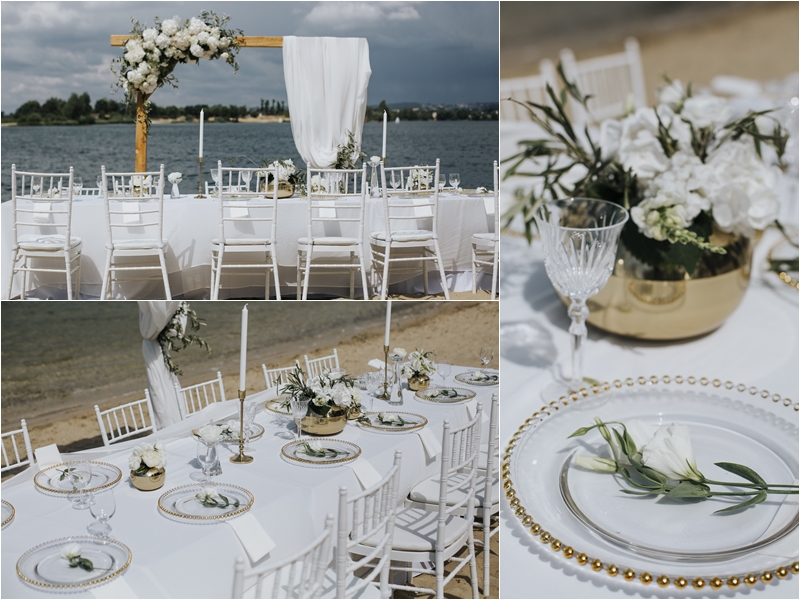 biały obrus na stół weselny biało złote dekoracje weselne  dekoracja stołów weselnych dekoracje weselne dekoracje florystyczne stół weselny inspiracje trendy ślubne 2021 A&A Decor Design