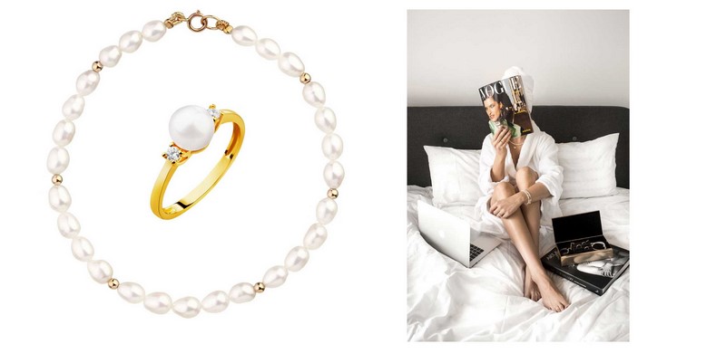 bransoletka pierścionek z perłą perłowa biżuteria perły perłowa biżuteria inspiracje moda jesień zima 2020/2021 Apart biżuteria z perłami 