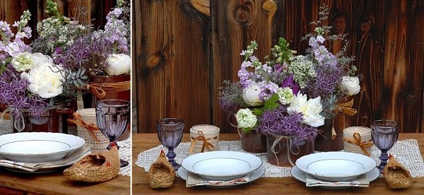  fioletowe kompozycje ślubne na stół